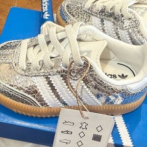 Adidas Kids Metallic Silver Sneakers